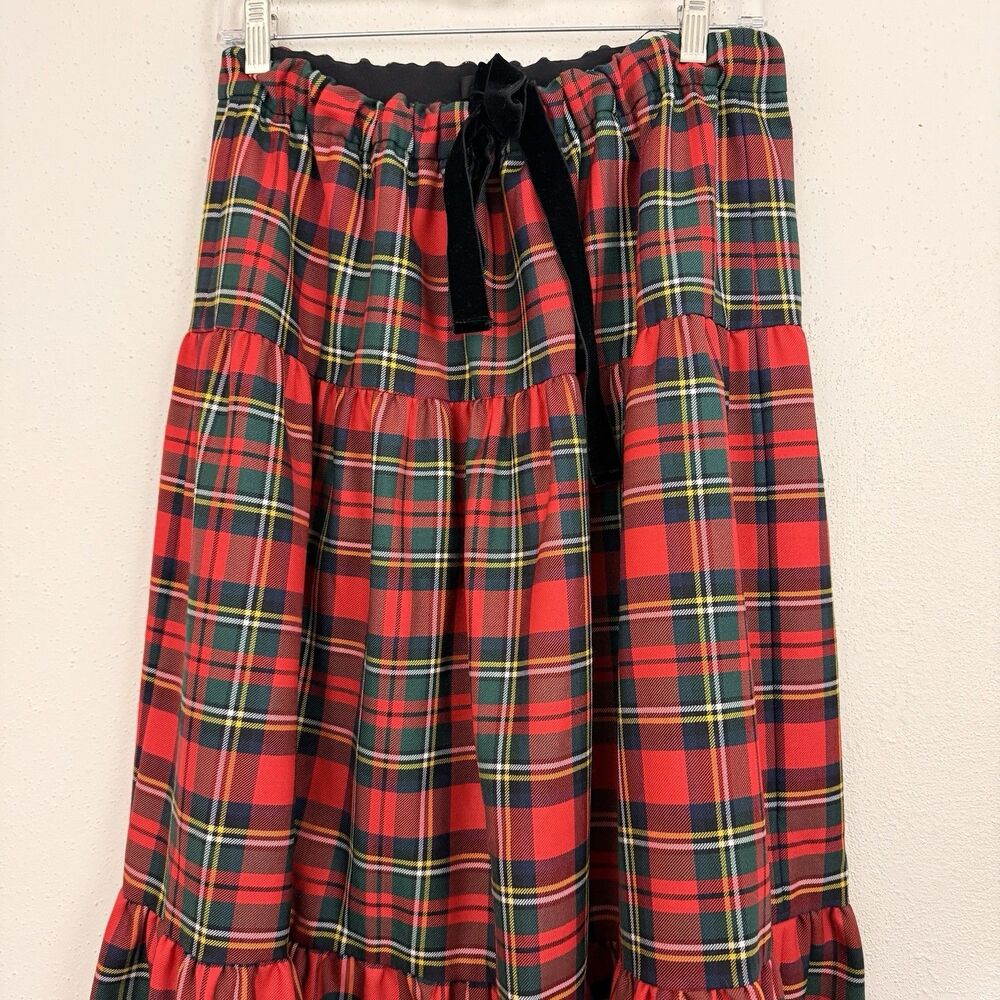 J Crew Tiered Tartan Maxi Skirt Sz Large Wool Blend Holiday Plaid H2488 - Picture 3 of 10